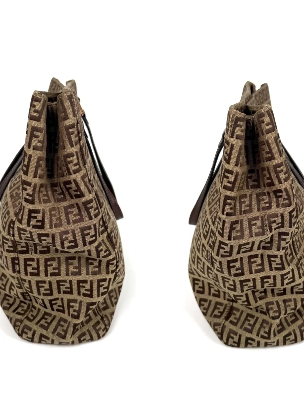 FENDI Vintage Zucchino FF Print Monogram Brown Beige Canvas Tote Bag